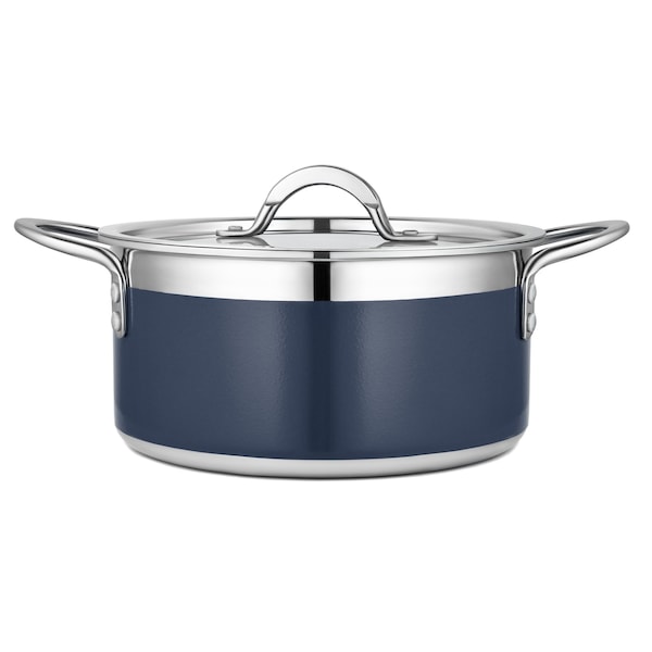 Bon Chef Country French 2 Pot W/Cover 8 5/8"D X 3 7/8"H 3 Qt 9 Oz - Cobalt Blue 71301-CF2-CB - main